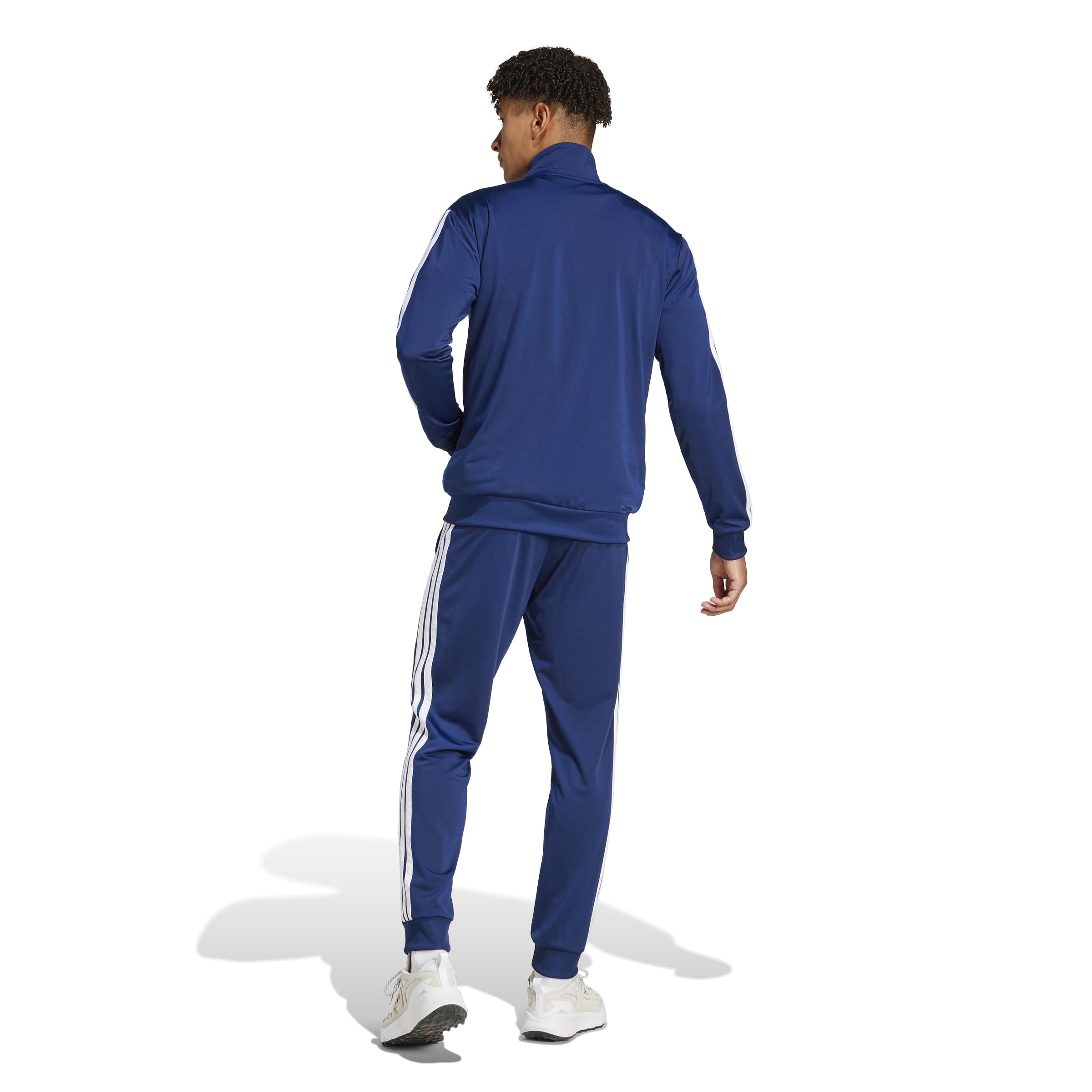 adidas Herren SPORTSWEAR BASIC 3 STRIPES TRICOT TRACKSUIT, Dark Blue, M
