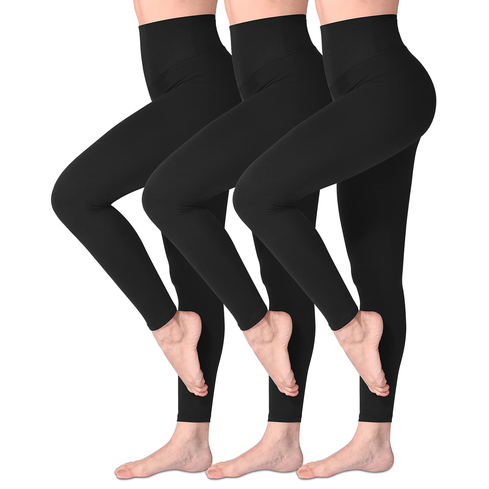 SINOPHANT Leggings Damen High Waist - Blickdicht Leggins mit Bauchkontrolle für Sport Yoga Gym(3 Schwarz,S-M)
