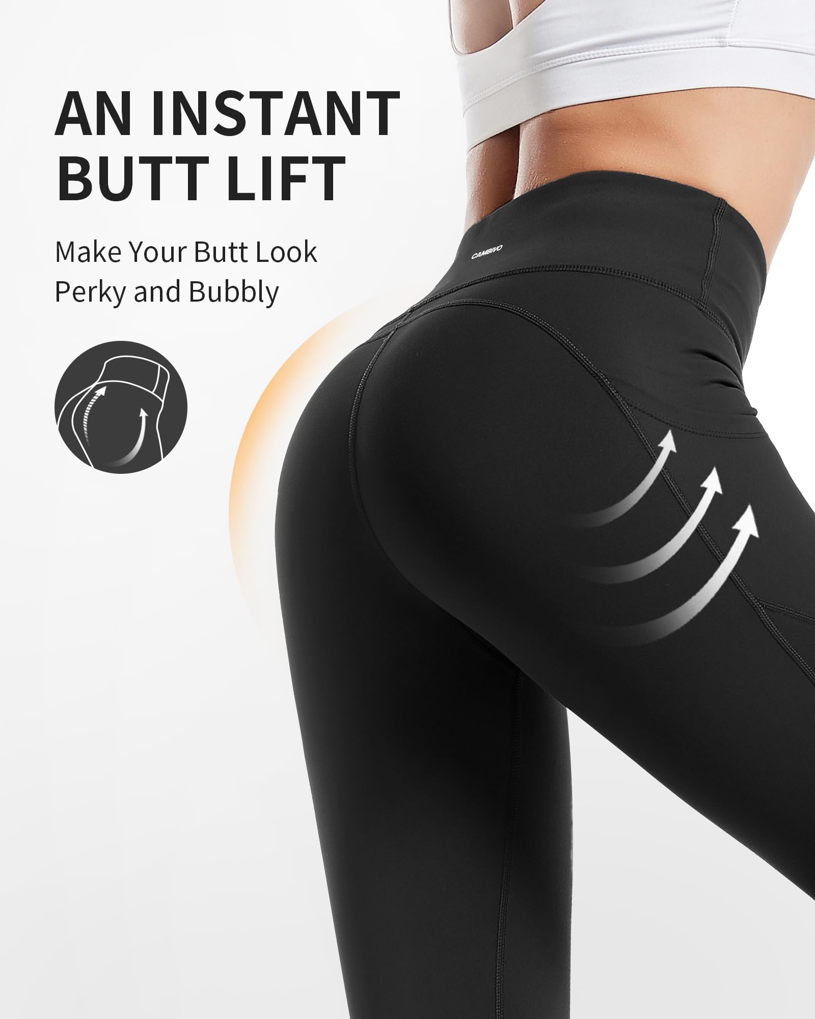 CAMBIVO Sport Leggings Damen Lang, Sporthose Damen High Waist Leggings mit Handytasche, Sport Leggins Yogahose Tights Blickdicht für Sport, Freizeit, Fitness