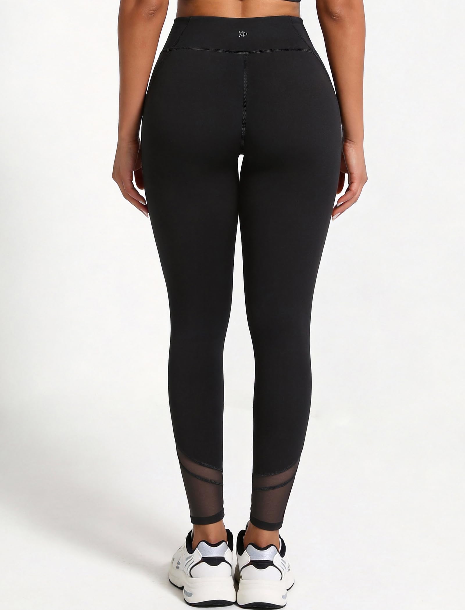 Yvette Sport Leggings Damen high Wasit mit Mesh, 72F Faser Blickdicht Sporthose Yogahose, Schwarz, M