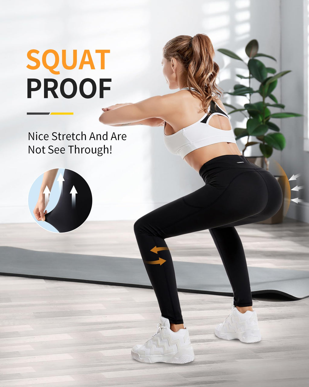 CAMBIVO Sport Leggings Damen Lang, Sporthose Damen High Waist Leggings mit Handytasche, Sport Leggins Yogahose Tights Blickdicht für Sport, Freizeit, Fitness