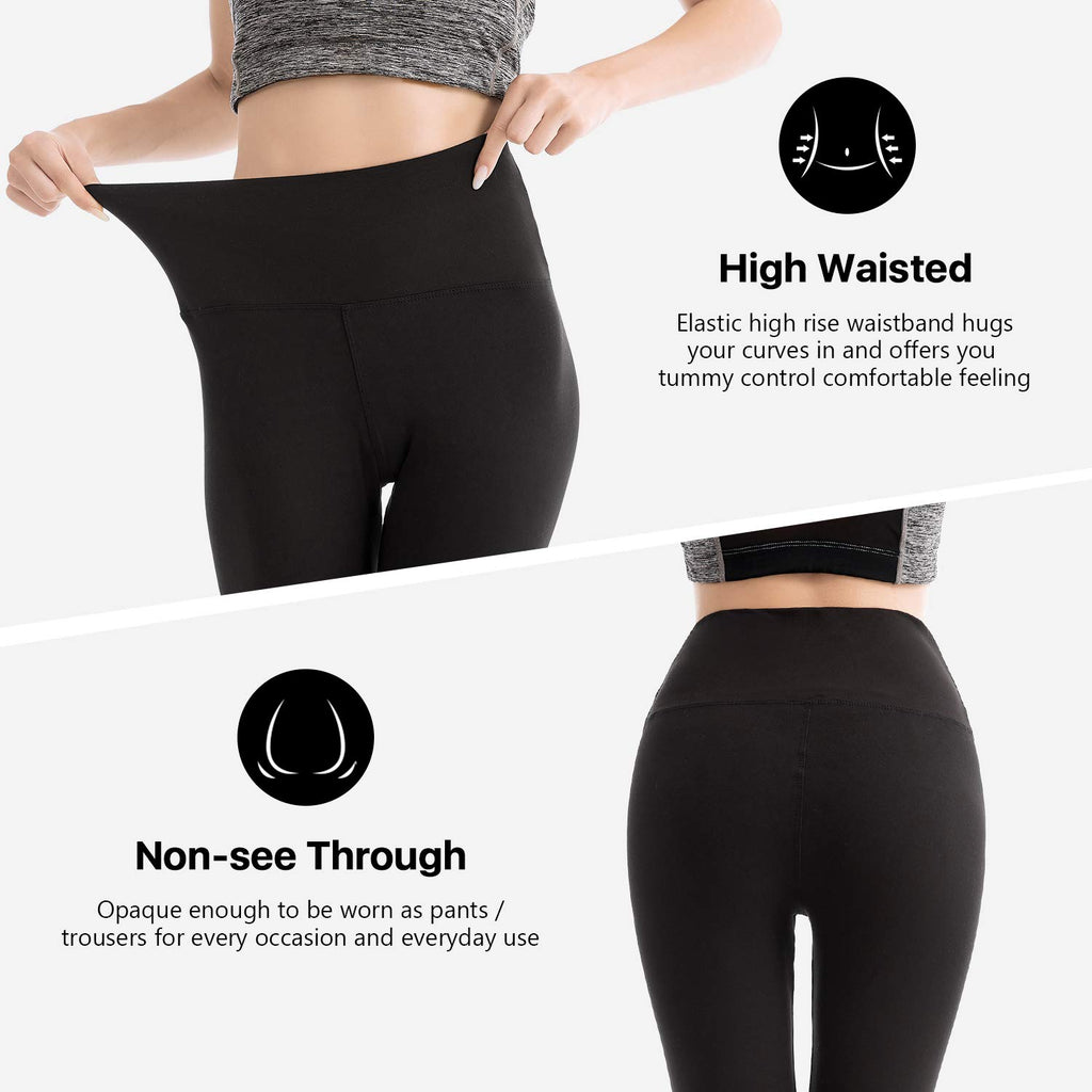 SINOPHANT Leggings Damen High Waist - Blickdicht Leggins mit Bauchkontrolle für Sport Yoga Gym(3 Schwarz,S-M)