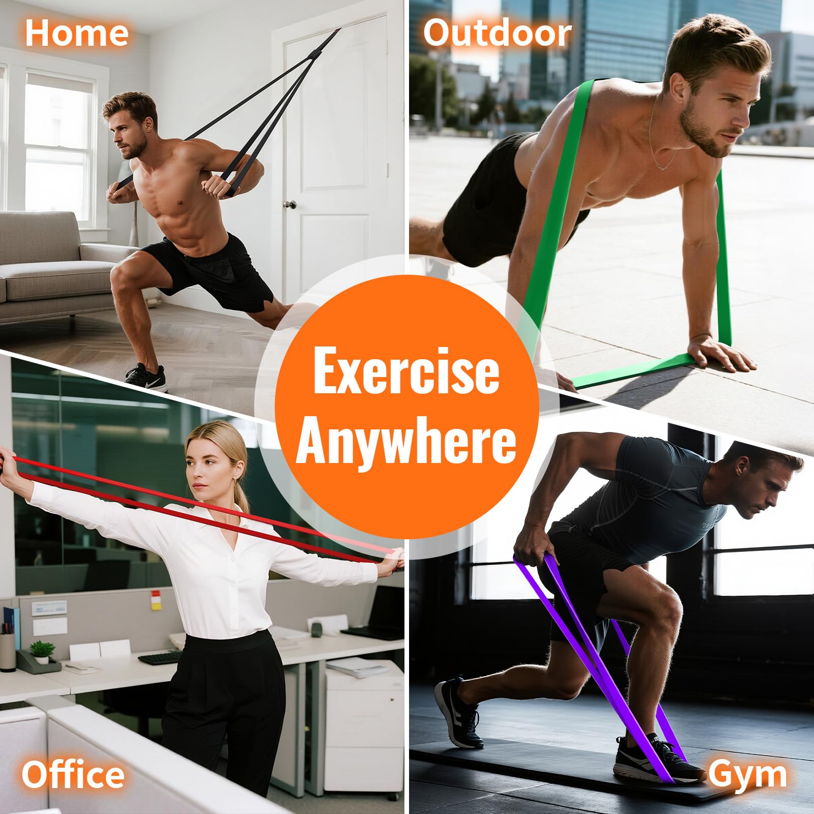 Fokky Fitnessbänder Widerstandsbänder - 5er Set, Resistance Bands mit Türanker & Schutzpads, Gymnastikband Klimmzug Bänder für Muskelaufbau, Kraftraining und Bodybuilding