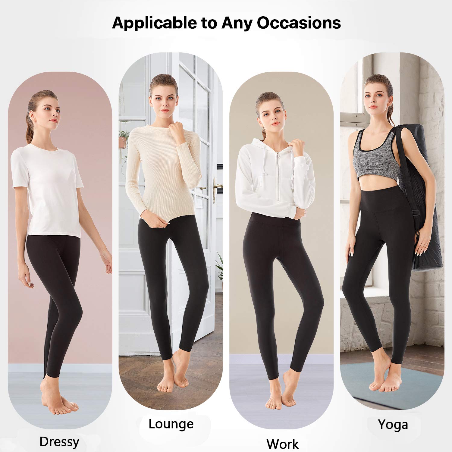 SINOPHANT Leggings Damen High Waist - Blickdicht Leggins mit Bauchkontrolle für Sport Yoga Gym(3 Schwarz,S-M)