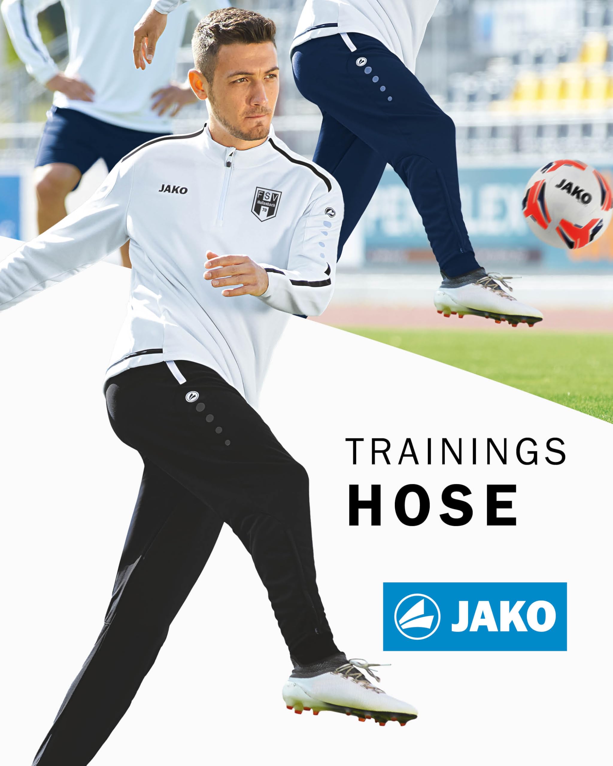 JAKO Herren Trainingshose Active I Sporthose Herren lang mit Elastischem Bund & Seitentaschen I Trainingshose Herren lang