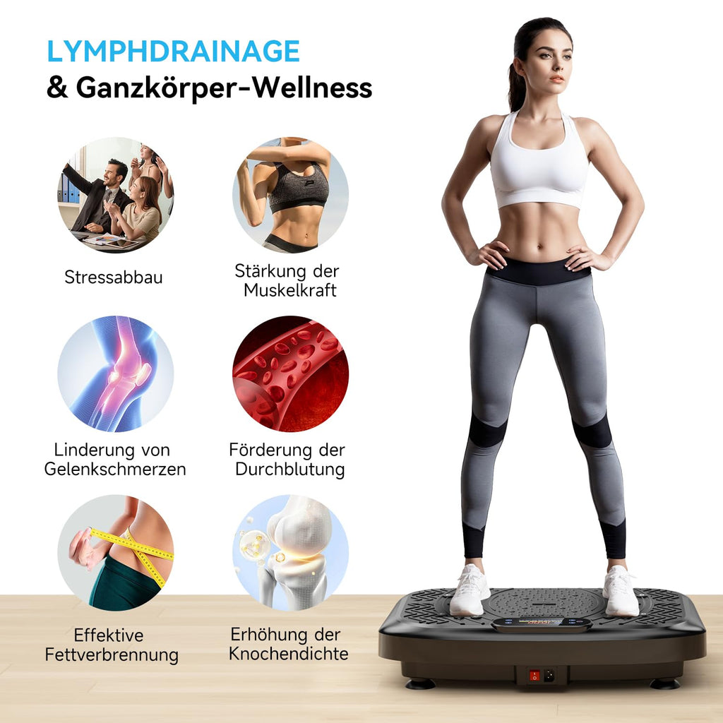 Werara Vibrationsplatte mit App-Steuerung, Fernbedienung & LED, 220kg Belastbarkeit, 199 Stufen Vibration Plate, Rüttelplatte Sport für Zuhause, 200W Motor, Bluetooth & Bänder, Fettverbrennung