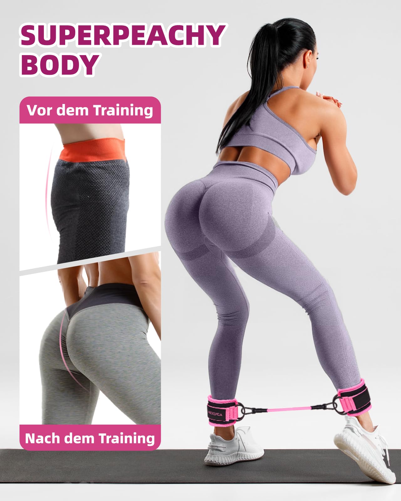 Mexlyca Widerstandsbänder Set - Widerstandsband und verstellbare Knöchel-Trainingsbänder mit Manschetten – großartige Ausrüstung für Training, Workout, Yoga, Heimfitnessstudio mit Trainingsanleitung