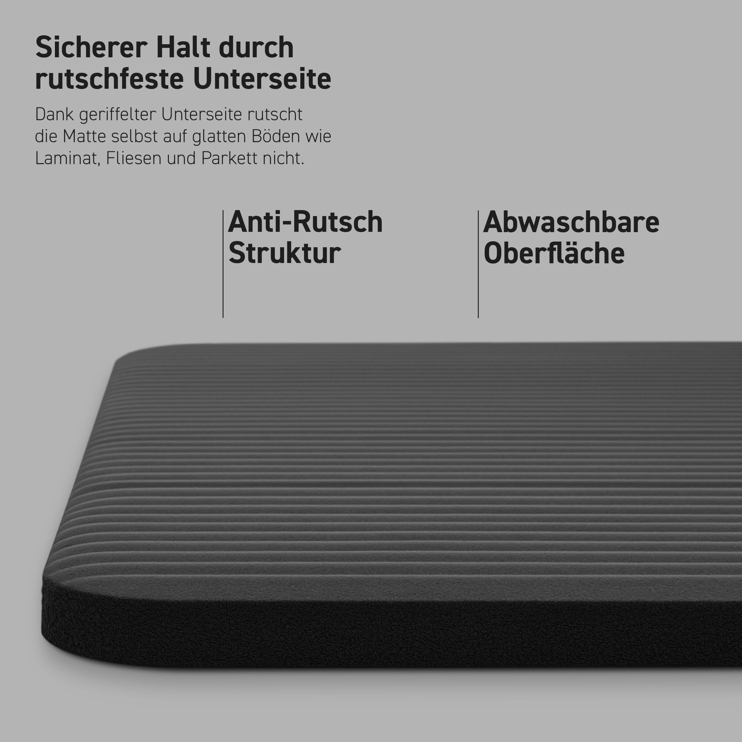 MSPORTS Gymnastikmatte Premium inkl. Tragegurt + Übungsposter + Workout App I Hautfreundliche Fitnessmatte 190 x 60 x 1,5 cm - Schwarz-Matt - Phthalatfreie Yogamatte