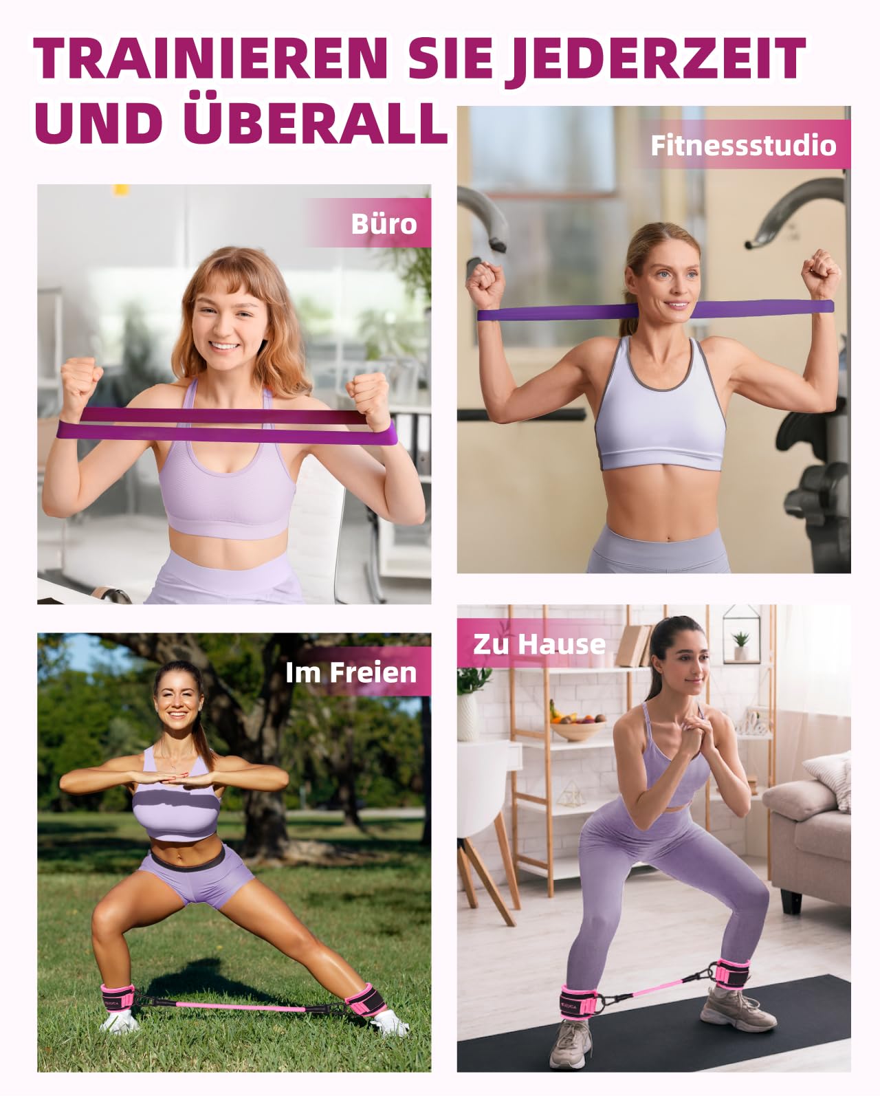Mexlyca Widerstandsbänder Set - Widerstandsband und verstellbare Knöchel-Trainingsbänder mit Manschetten – großartige Ausrüstung für Training, Workout, Yoga, Heimfitnessstudio mit Trainingsanleitung