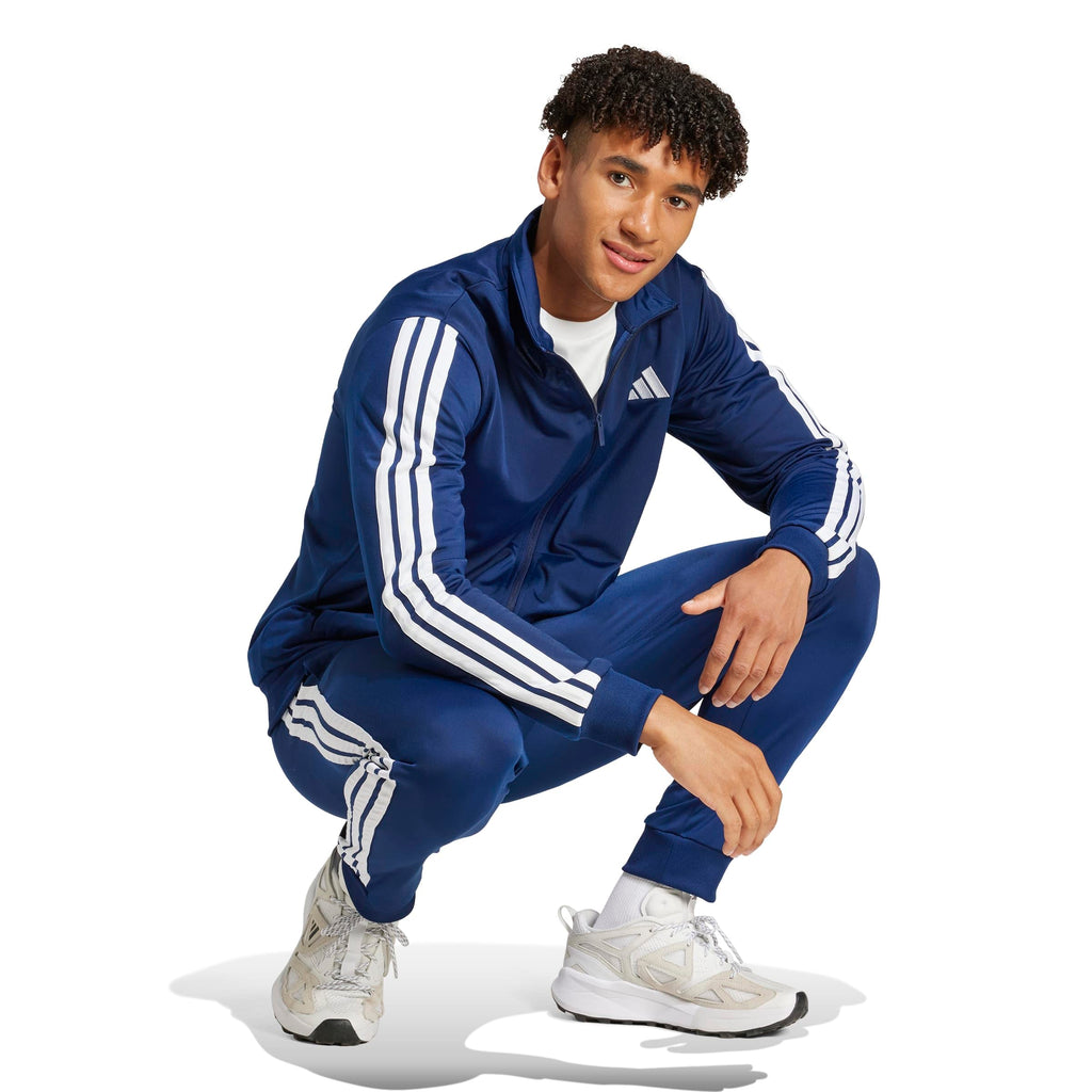 adidas Herren SPORTSWEAR BASIC 3 STRIPES TRICOT TRACKSUIT, Dark Blue, M