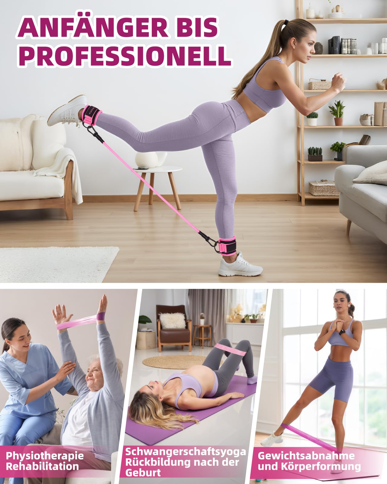 Mexlyca Widerstandsbänder Set - Widerstandsband und verstellbare Knöchel-Trainingsbänder mit Manschetten – großartige Ausrüstung für Training, Workout, Yoga, Heimfitnessstudio mit Trainingsanleitung