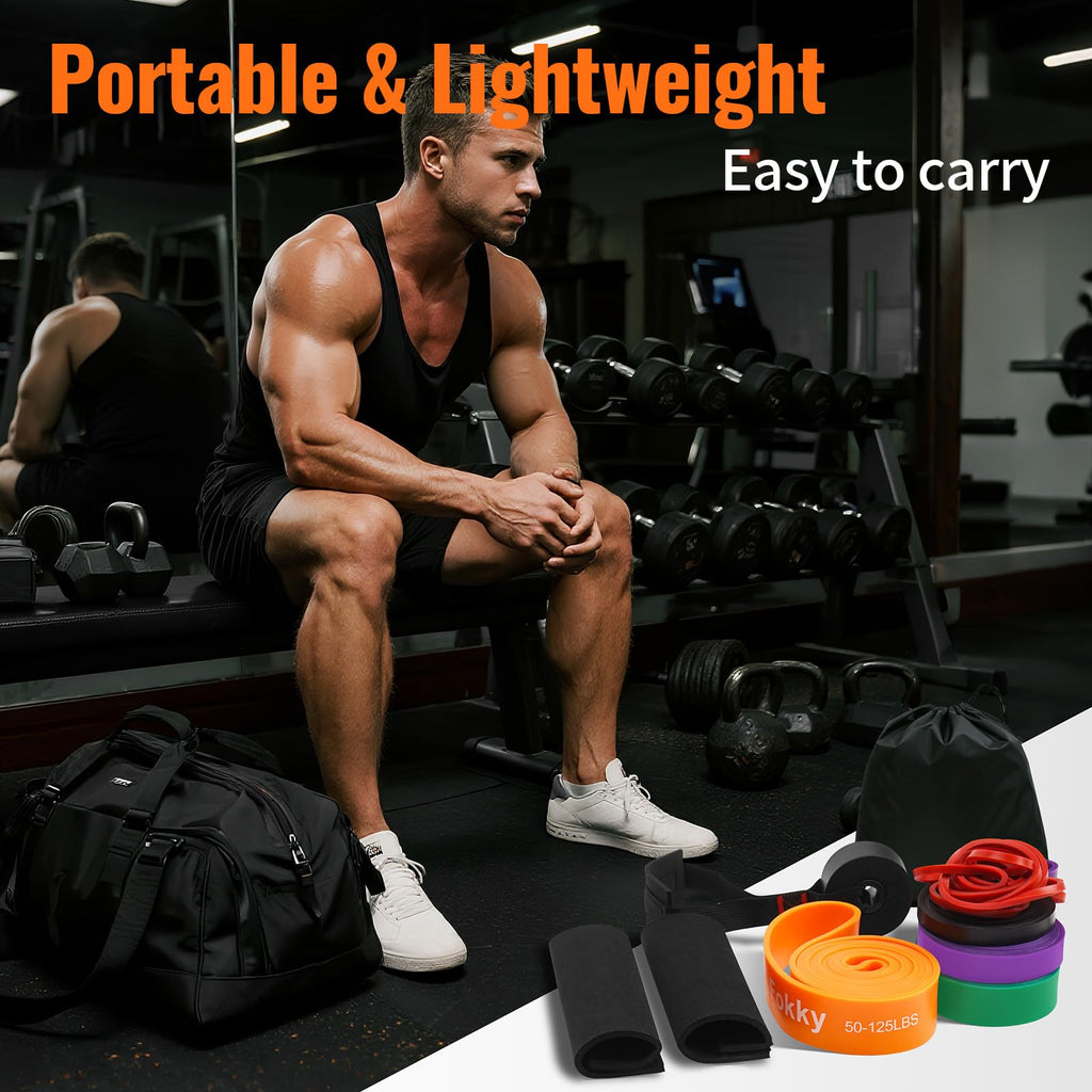 Fokky Fitnessbänder Widerstandsbänder - 5er Set, Resistance Bands mit Türanker & Schutzpads, Gymnastikband Klimmzug Bänder für Muskelaufbau, Kraftraining und Bodybuilding