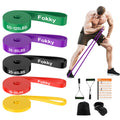 Fokky Fitnessbänder Widerstandsbänder mit 5 Stufen, Resistance Bands mit Türanker, 2*Griffen, Übungsanleitung&Tragebeutel, Gymnastikband Klimmzugband Fitnessband für Muskelaufbau,Yoga,Pilates 5er Set