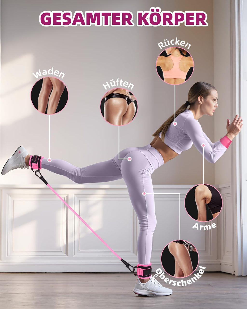 Mexlyca Widerstandsbänder Set - Widerstandsband und verstellbare Knöchel-Trainingsbänder mit Manschetten – großartige Ausrüstung für Training, Workout, Yoga, Heimfitnessstudio mit Trainingsanleitung