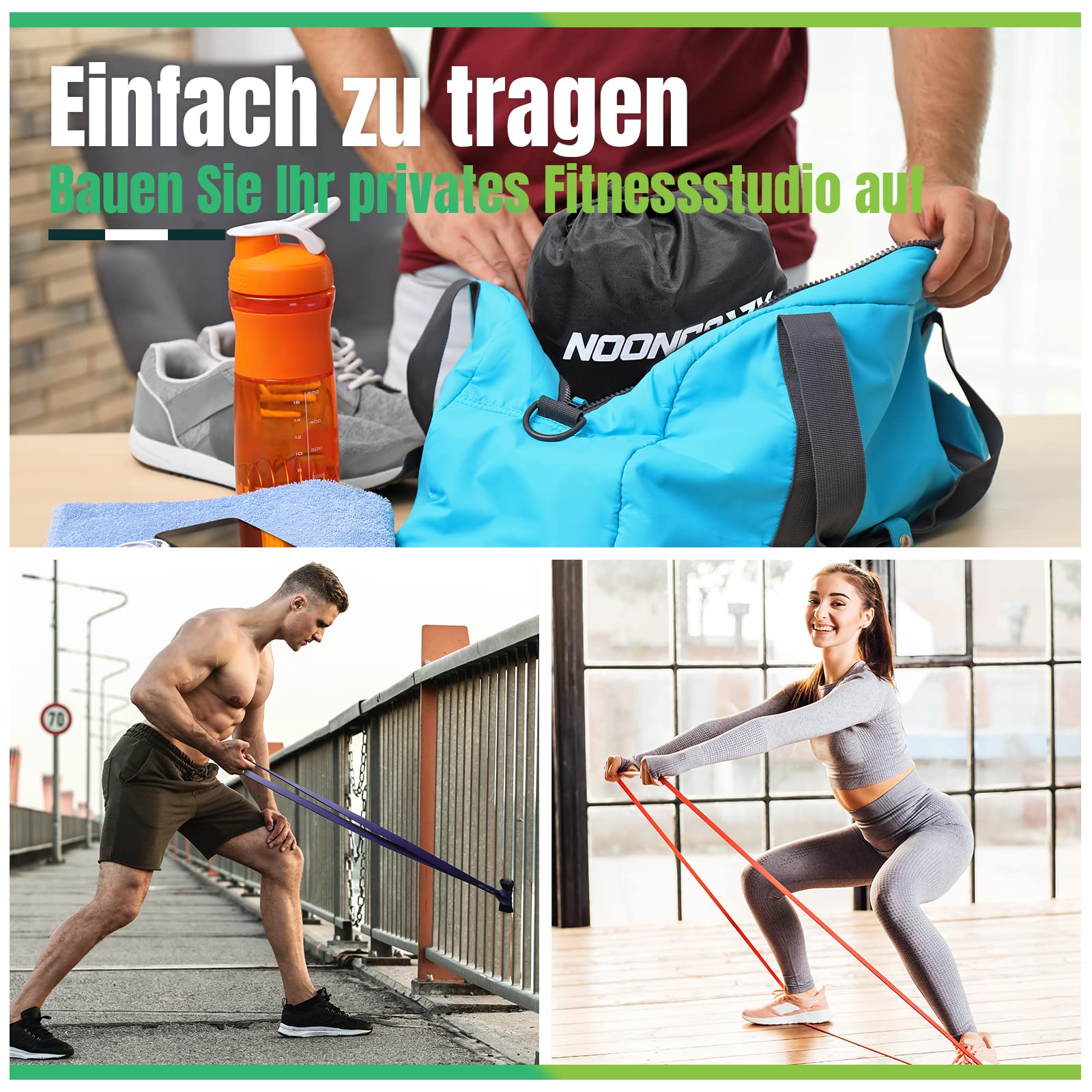 Resistance Bands, 5 Verschiedene Ebenen Widerstandsbänder mit Türanker und Handgriffen, Fitnessbänder für Kraftraining, Training, Yoga für Männer und Frauen