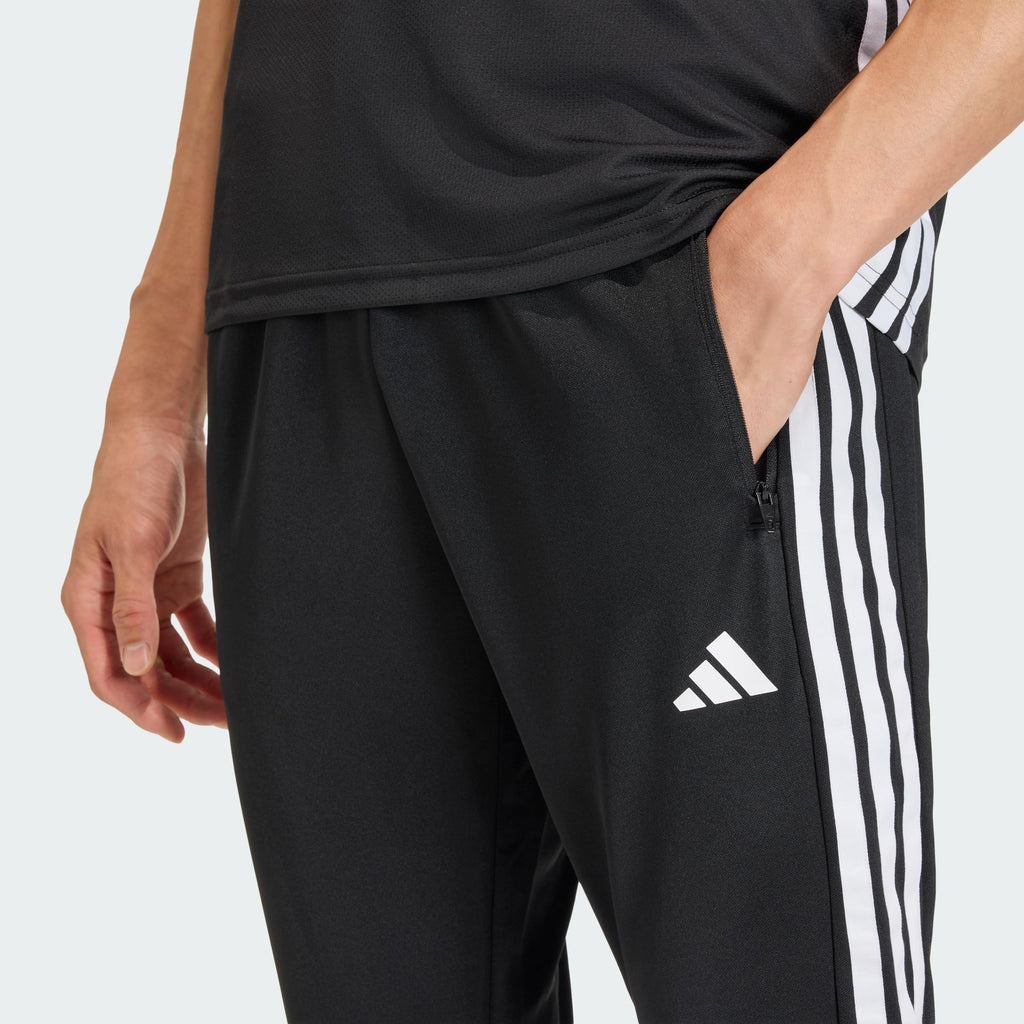 adidas Men's Workout Essentials All-Set 3-Stripes Knit Pant, Black/White, L