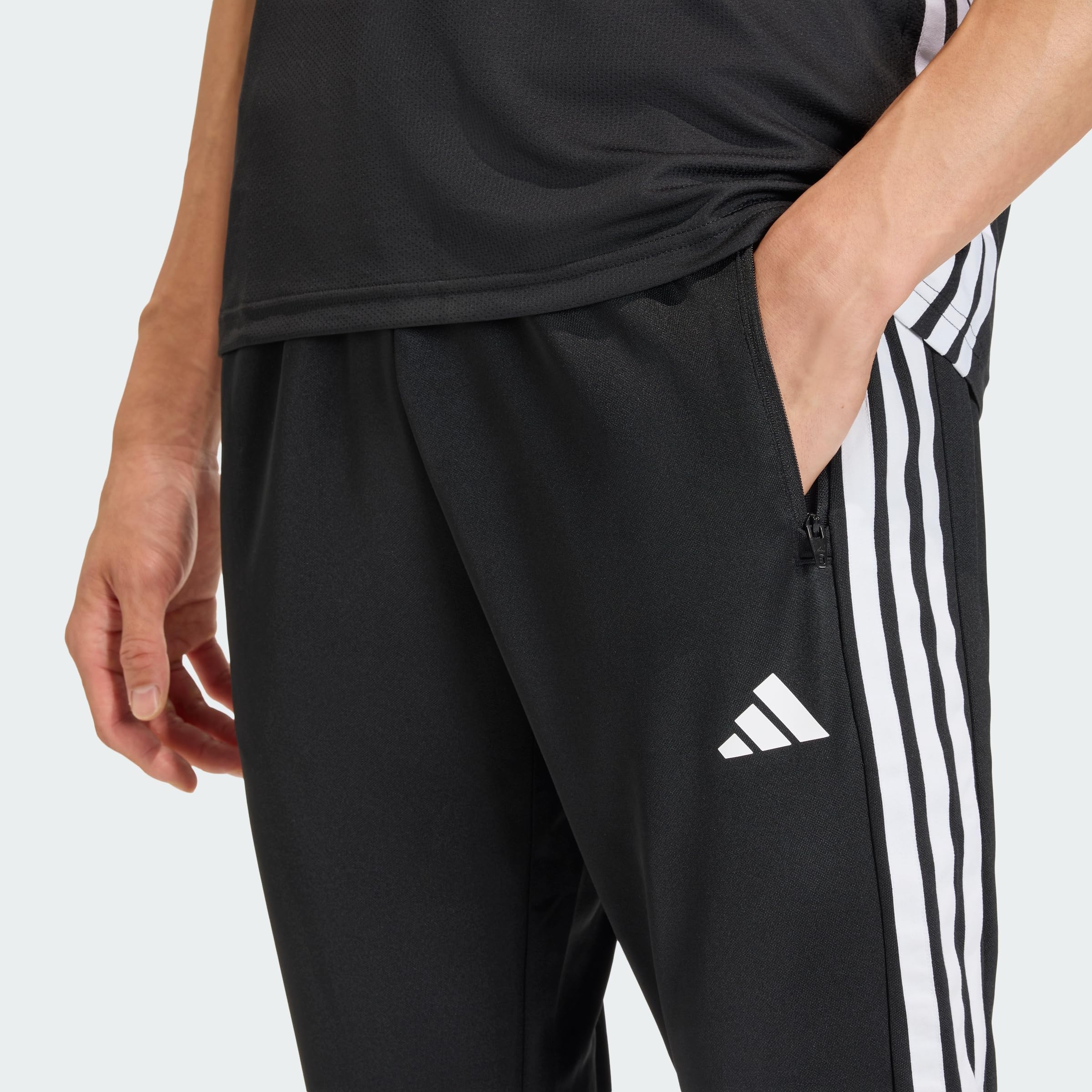 adidas Men's Workout Essentials All-Set 3-Stripes Knit Pant, Black/White, L