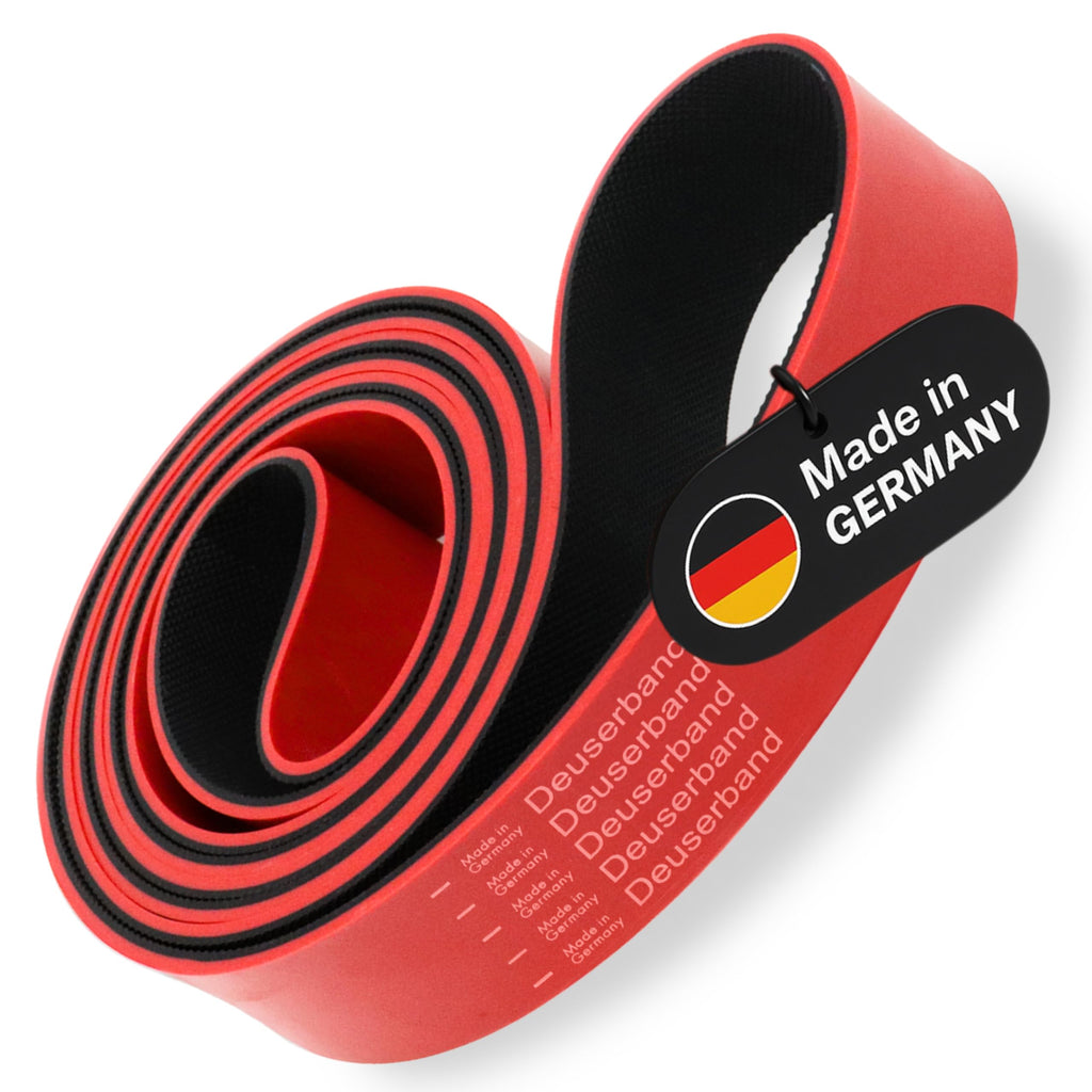 Deuserband Original Widerstandsband Gymnastikband aus Naturkautschuk, vegan, rutschfest, In Deutschland gefertigte Fitnessbänder für Krafttraining, Fitness, Yoga
