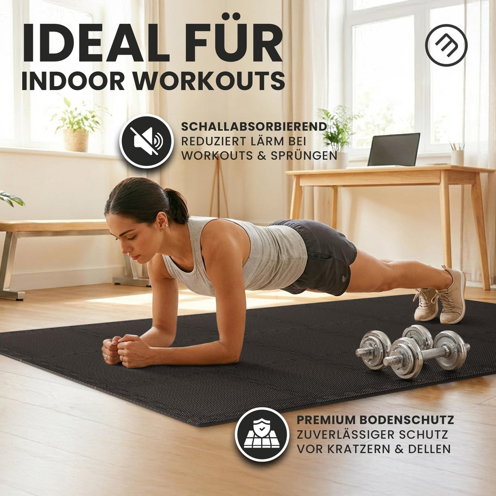 bemaxx Bodenschutzmatte Fitness - Sportmatte Fitnessmatte Gymnastikmatte Puzzlematte Yogamatte Turnmatte Trainingsmatte Spielmatte Fallschutzmatte Laufbandmatte - Gym Workout Pool Garage