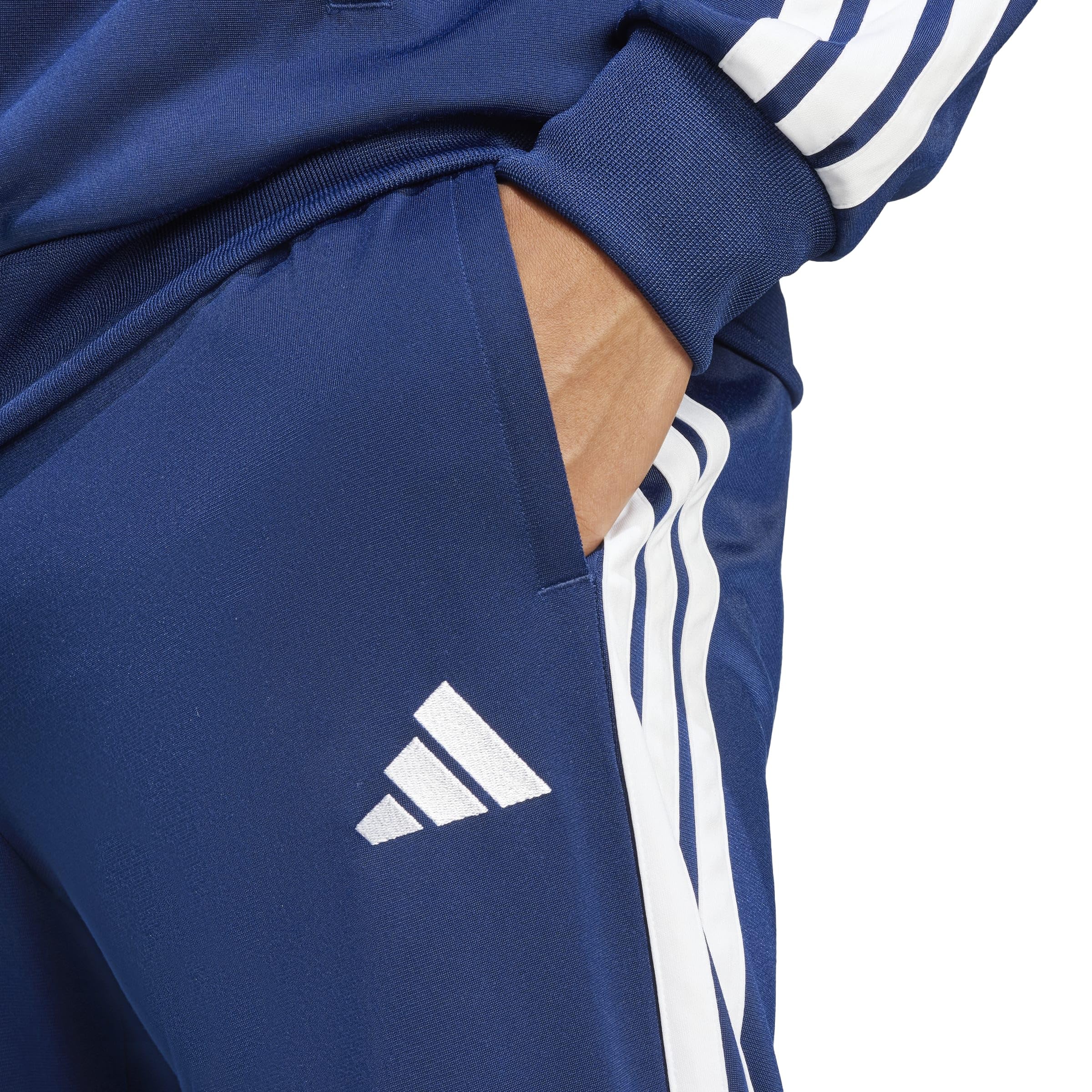 adidas Herren SPORTSWEAR BASIC 3 STRIPES TRICOT TRACKSUIT, Dark Blue, M