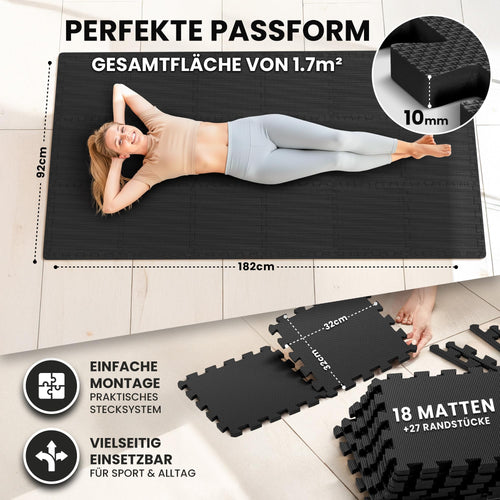 bemaxx Bodenschutzmatte Fitness - Sportmatte Fitnessmatte Gymnastikmatte Puzzlematte Yogamatte Turnmatte Trainingsmatte Spielmatte Fallschutzmatte Laufbandmatte - Gym Workout Pool Garage