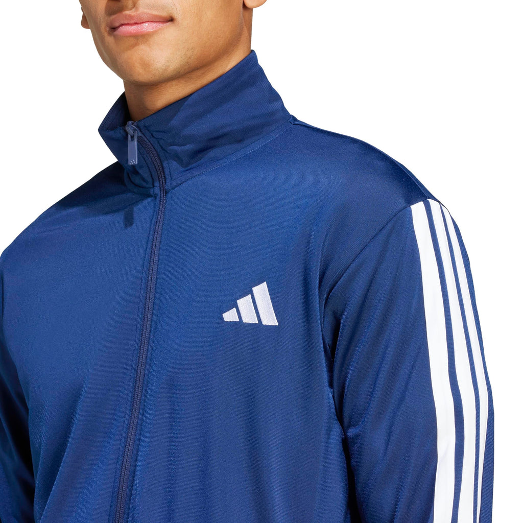 adidas Herren SPORTSWEAR BASIC 3 STRIPES TRICOT TRACKSUIT, Dark Blue, M