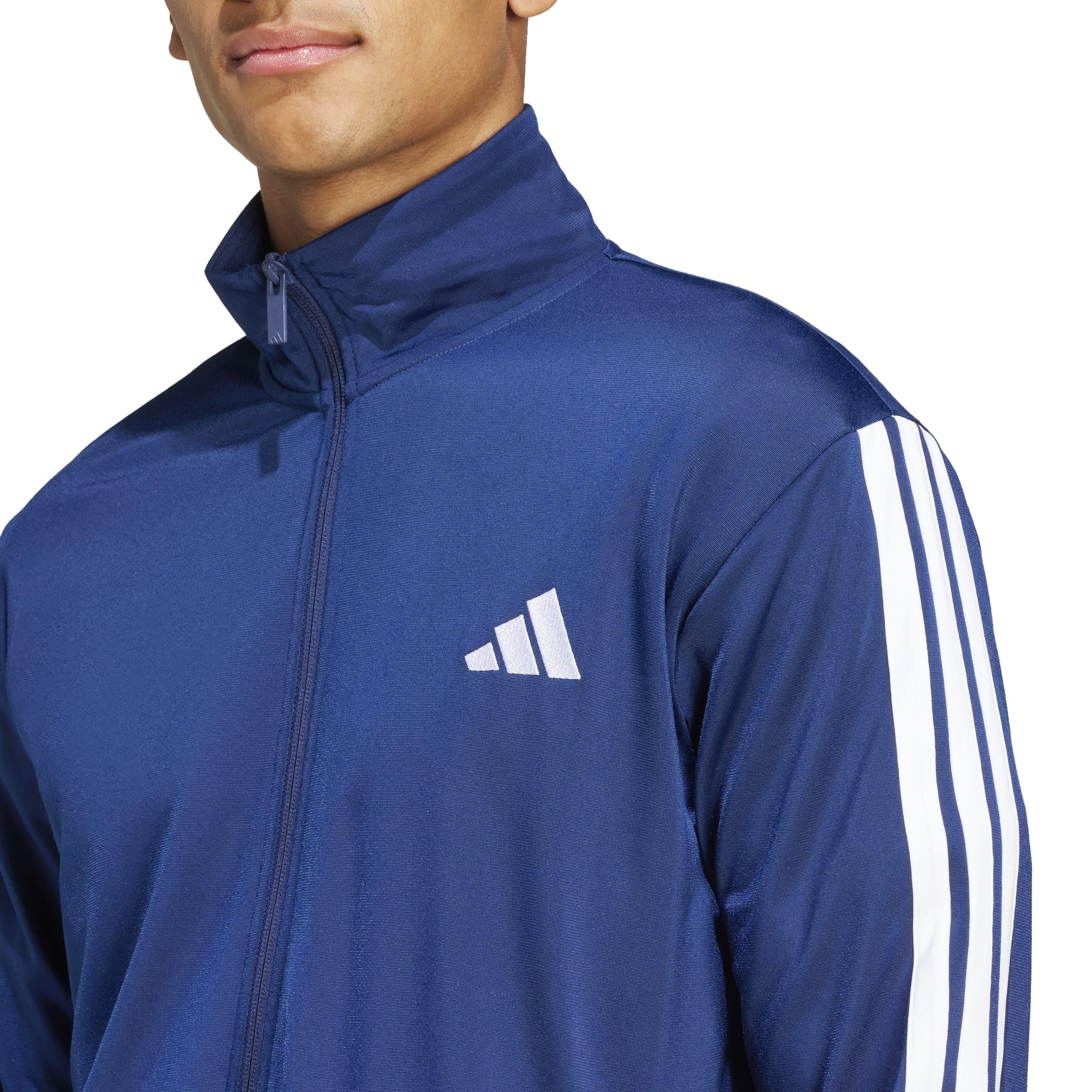adidas Herren SPORTSWEAR BASIC 3 STRIPES TRICOT TRACKSUIT, Dark Blue, M